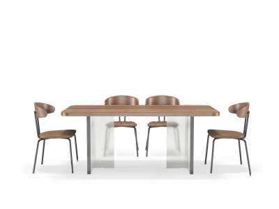 现代亚克力餐桌椅组合3D模型下载